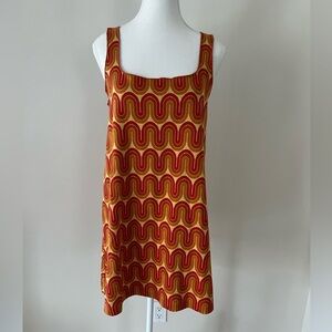 Zara Red and Yellow Wave Pattern Tunic Dress